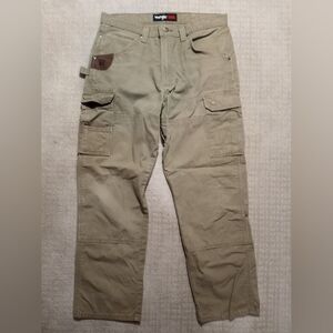 Wrangler Riggs Double Knee Canvas Cargo Work Jeans Mens Size 35×30 No Size Tag